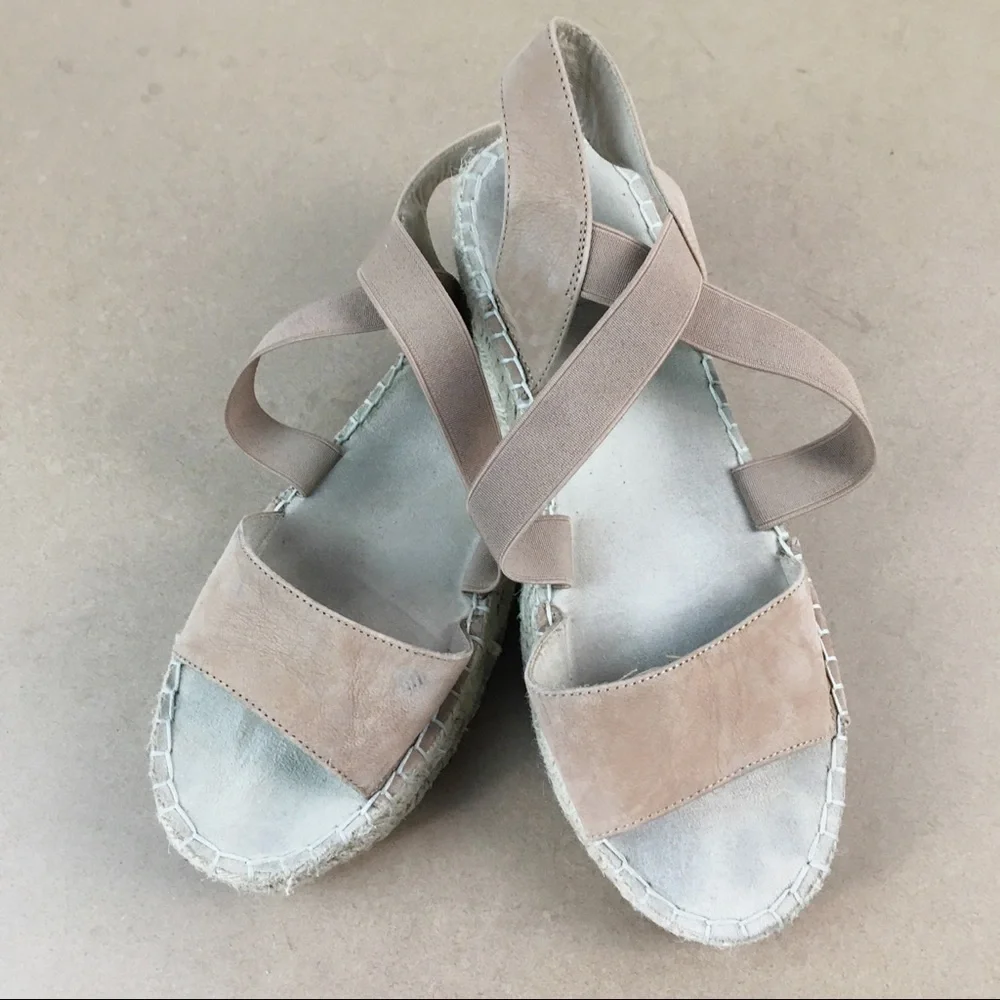 NINE WEST NEUTRAL BORDWALK BOARDWALK SUMMER TAN BEACHY ESPADRILLES LEATHER 9.5